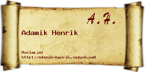 Adamik Henrik névjegykártya